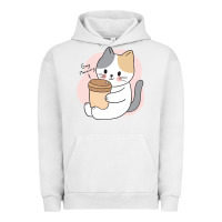 Pigment Lunar Rock Cat Drinking Coffee Kitten Kawaii Japanese Kitty Urban Hoodie - linhVisuals