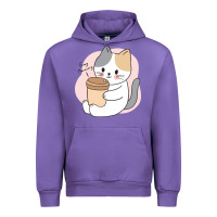 Tulip Cat Drinking Coffee Kitten Kawaii Japanese Kitty Urban Hoodie - linhVisuals