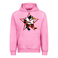 Fuchsia Pink Red Penguin 1990's Russian Urban Hoodie - linhVisuals