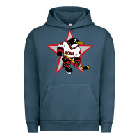 Pigment Midnight Navy Red Penguin 1990's Russian Urban Hoodie - linhVisuals
