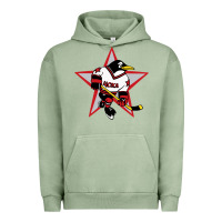 Pigment Oil Green Red Penguin 1990's Russian Urban Hoodie - linhVisuals