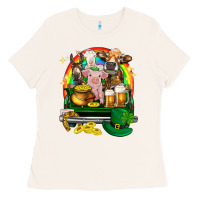 Bone St. Patrick's Day farm animals on truck Ladies Tee - HowdyJamesFarm