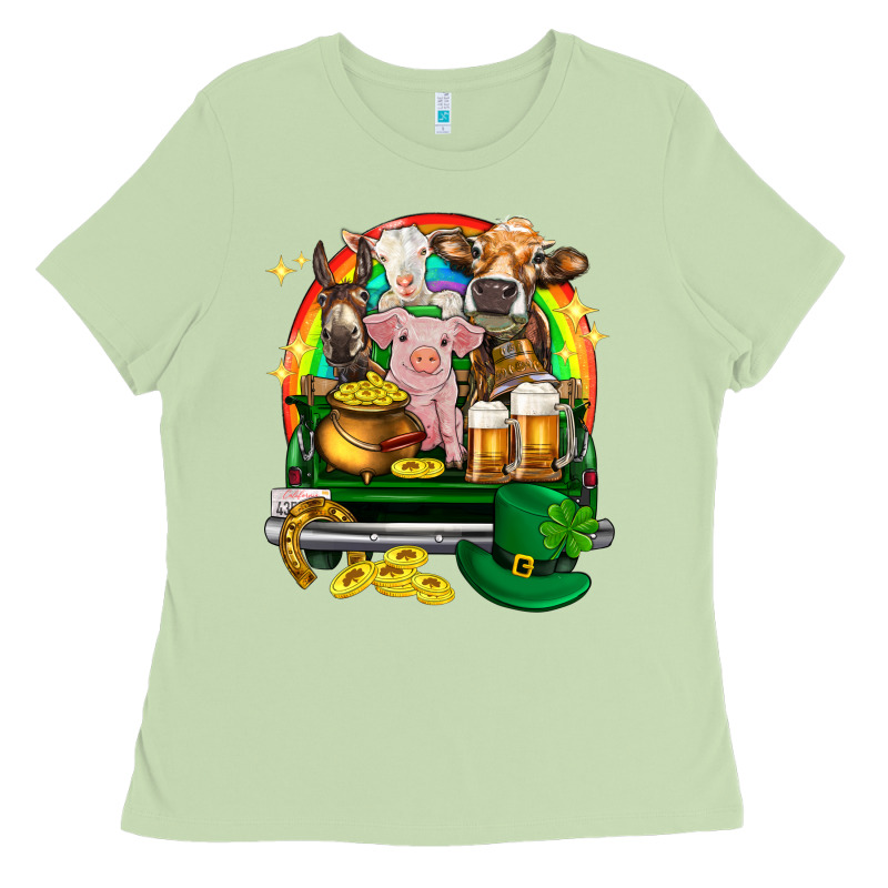 St. Patrick's Day Farm Animals On Truck Ladies Tee by HowdyJamesFarm | Teevron