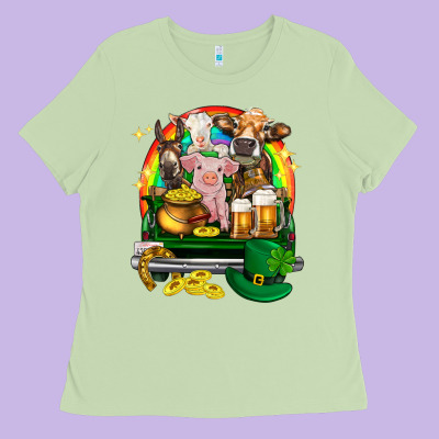 St. Patrick's Day Farm Animals On Truck Ladies Tee Designed By Howdyjamesfarm