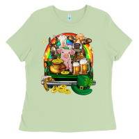 Matcha St. Patrick's Day farm animals on truck Ladies Tee - HowdyJamesFarm
