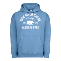 Pigment Pebble Blue womens new river gorge national park bear west virginia nature v neck Urban Hoodie - linhVisuals