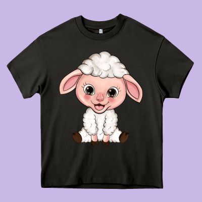 Cartoon Lamb Heavy Core Tee Designed By Howdyjamesfarm