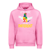 Fuchsia Pink it’s ok to be different autism dinosaur Urban Hoodie - linhVisuals