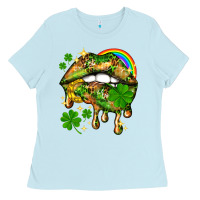 Baby Blue St. Patrick's Day lips Ladies Tee - HowdyJamesFarm