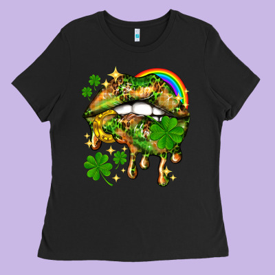 St. Patrick's Day Lips Ladies Tee Designed By Howdyjamesfarm