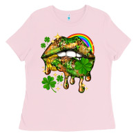 Bubblegum Pink St. Patrick's Day lips Ladies Tee - HowdyJamesFarm
