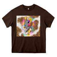 Chocolate Brown retro baseball with leopard Heavy Core Tee - TumblerDesignByShophia