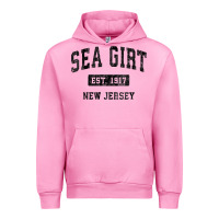 Fuchsia Pink womens sea girt new jersey nj vintage sports design black design v nec Urban Hoodie - linhVisuals