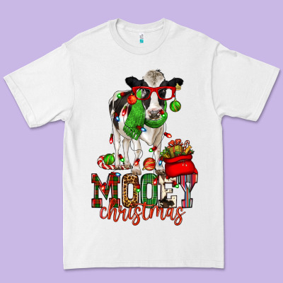 Mooey Christmas Holstein Cow Premium Tee Designed By Cowgirlartshop