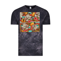 Cloud Black western cow with hay and flowers seamless pattern Vintage Tee - FaDigitalArtStudio