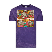 Cloud Purple western cow with hay and flowers seamless pattern Vintage Tee - FaDigitalArtStudio