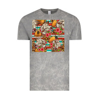 Cloud Rock western cow with hay and flowers seamless pattern Vintage Tee - FaDigitalArtStudio