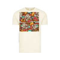Vintage Arctic western cow with hay and flowers seamless pattern Vintage Tee - FaDigitalArtStudio