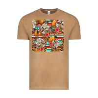 Vintage Camel western cow with hay and flowers seamless pattern Vintage Tee - FaDigitalArtStudio