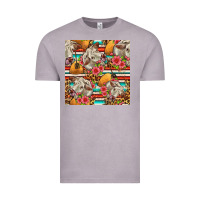 Vintage Zinc western cow with hay and flowers seamless pattern Vintage Tee - FaDigitalArtStudio