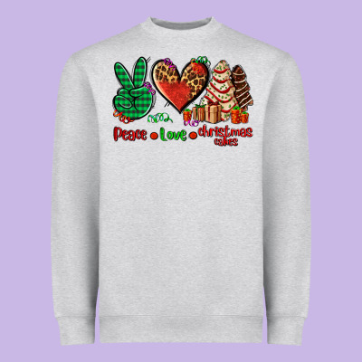 Peace Love Christmas Cakes Heavyweight Sweatshirt Designed By Adodesignshop
