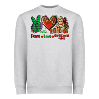 Heather Grey peace love Christmas cakes Heavyweight Sweatshirt - AdoDesignShop