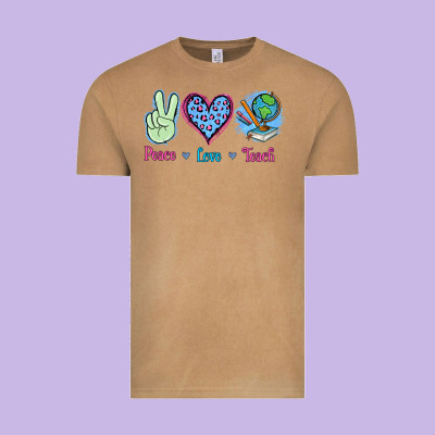 Peace Love Teach Vintage Tee Designed By Jasminsmagicworld