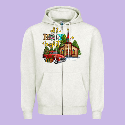 The Church  Holy Night Western Truck Zipper Hoodie Designed By Adodesignshop