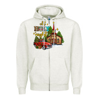 Oatmeal Heather the church  holy night western truck Zipper Hoodie - AdoDesignShop