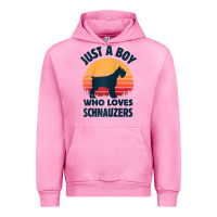 Fuchsia Pink schnauzer just a boy who loves dogs men retro vintage sunset raglan ba Urban Hoodie - linhVisuals