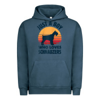 Pigment Midnight Navy schnauzer just a boy who loves dogs men retro vintage sunset raglan ba Urban Hoodie - linhVisuals