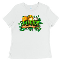 White St. Patrick's Day Baseball Ladies Tee - HowdyJamesFarm