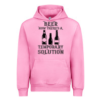 Fuchsia Pink womens funny beer now there's a temporary solution drinking design v n Urban Hoodie - linhVisuals