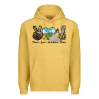 Antique Gold Peace Love Percheron Horse Premium Hoodie - LillyAllenDesigns