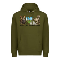 Army Green Peace Love Percheron Horse Premium Hoodie - LillyAllenDesigns