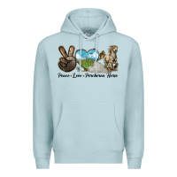 Blue Mist Peace Love Percheron Horse Premium Hoodie - LillyAllenDesigns