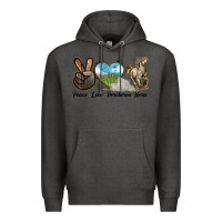 Charcoal Heather Peace Love Percheron Horse Premium Hoodie - LillyAllenDesigns