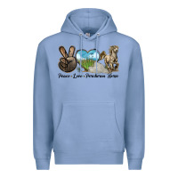 Colony Blue Peace Love Percheron Horse Premium Hoodie - LillyAllenDesigns
