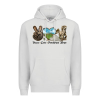Dove Grey Peace Love Percheron Horse Premium Hoodie - LillyAllenDesigns