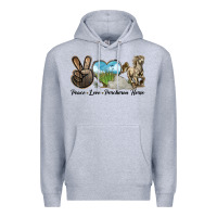Heather Grey Peace Love Percheron Horse Premium Hoodie - LillyAllenDesigns