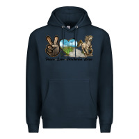 Navy Peace Love Percheron Horse Premium Hoodie - LillyAllenDesigns
