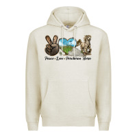 Oatmeal Heather Peace Love Percheron Horse Premium Hoodie - LillyAllenDesigns