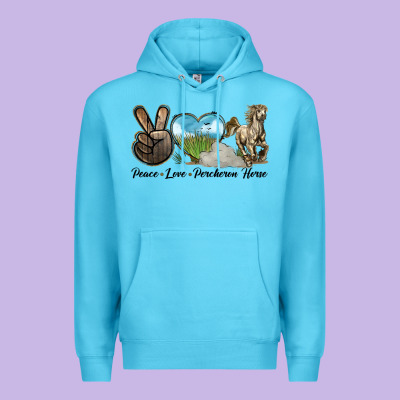 Peace Love Percheron Horse Premium Hoodie Designed By Lillyallendesigns