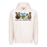 Pale Pink Peace Love Percheron Horse Premium Hoodie - LillyAllenDesigns