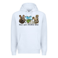 White Peace Love Percheron Horse Premium Hoodie - LillyAllenDesigns