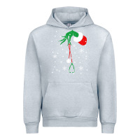 Heather Grey newchristmas grinch hand holding a stethoscope Urban Hoodie - linhVisuals