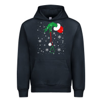 Navy newchristmas grinch hand holding a stethoscope Urban Hoodie - linhVisuals