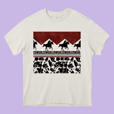 Cowgirl With Cowhide Heavy Core Tee Designed By Tumblerdesignbyshophia