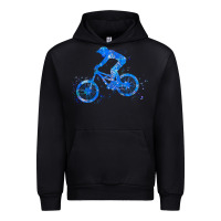 Black downhill mountain bike t  shirt downhill mountain bike jump blue water Urban Hoodie - linhVisuals