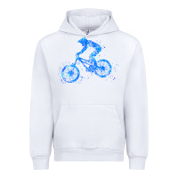 White downhill mountain bike t  shirt downhill mountain bike jump blue water Urban Hoodie - linhVisuals